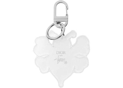 Bee Key Ring Black and White Calfskin with DIOR AND SHAWN 